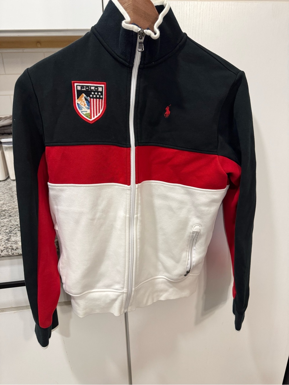 Polo by Ralph Lauren Black/Red/White Colorblock Zip Jacket